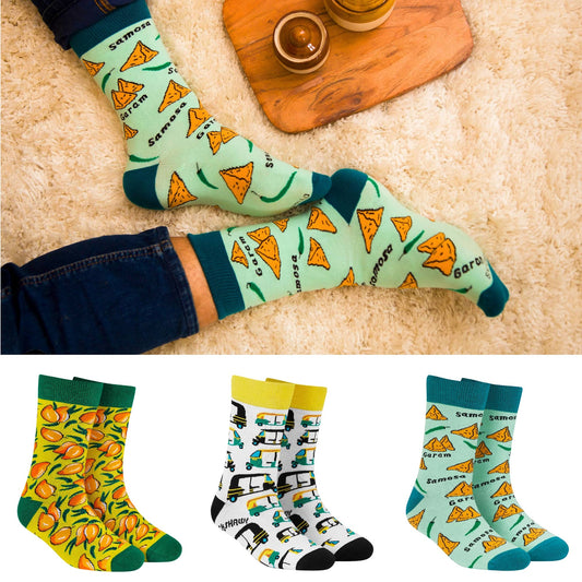 Dynamocks Funky Crew Socks 3-Pack for Men and Women.