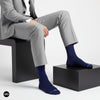 Dynamocks Bamboo Solid Navy Blue Crew length socks for Men and Women.