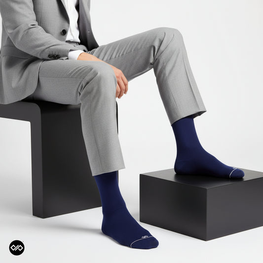 Dynamocks Bamboo Solid Navy Blue Crew length socks for Men and Women.