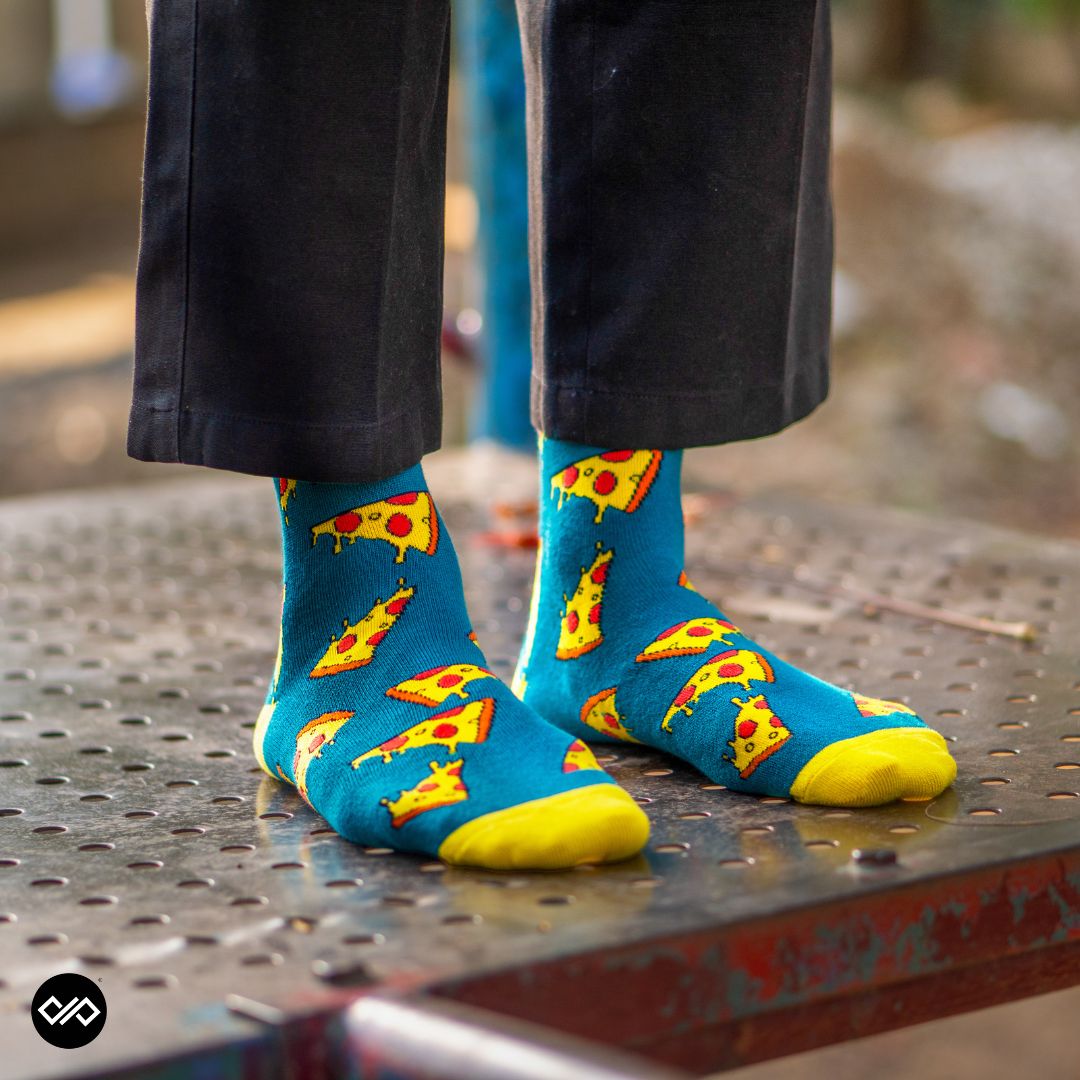 Dynamocks Pizza Crew Length Socks for Men and Women.
