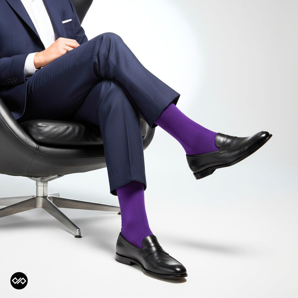 Dynamocks Bamboo Solid Purple Crew length socks for Men and Women.