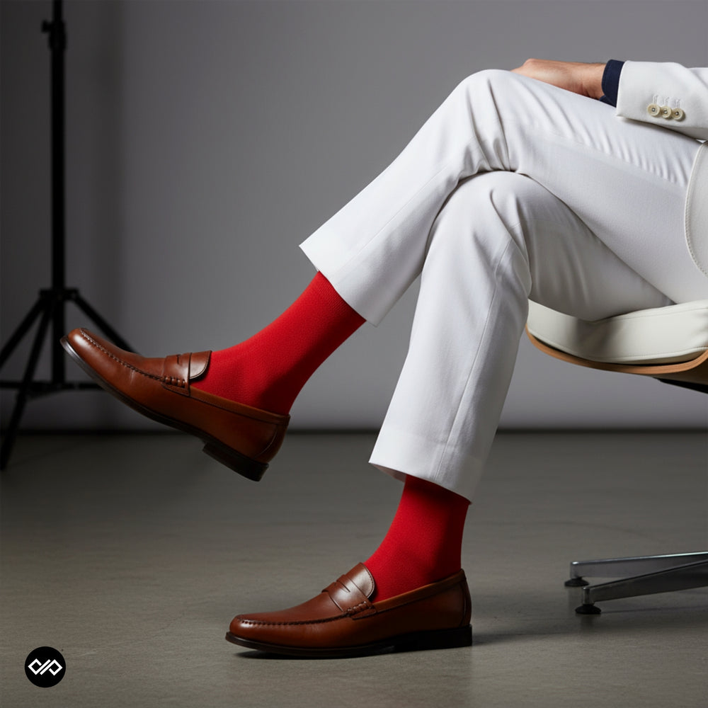 Dynamocks Bamboo Solid Red Crew length socks for Men and Women.