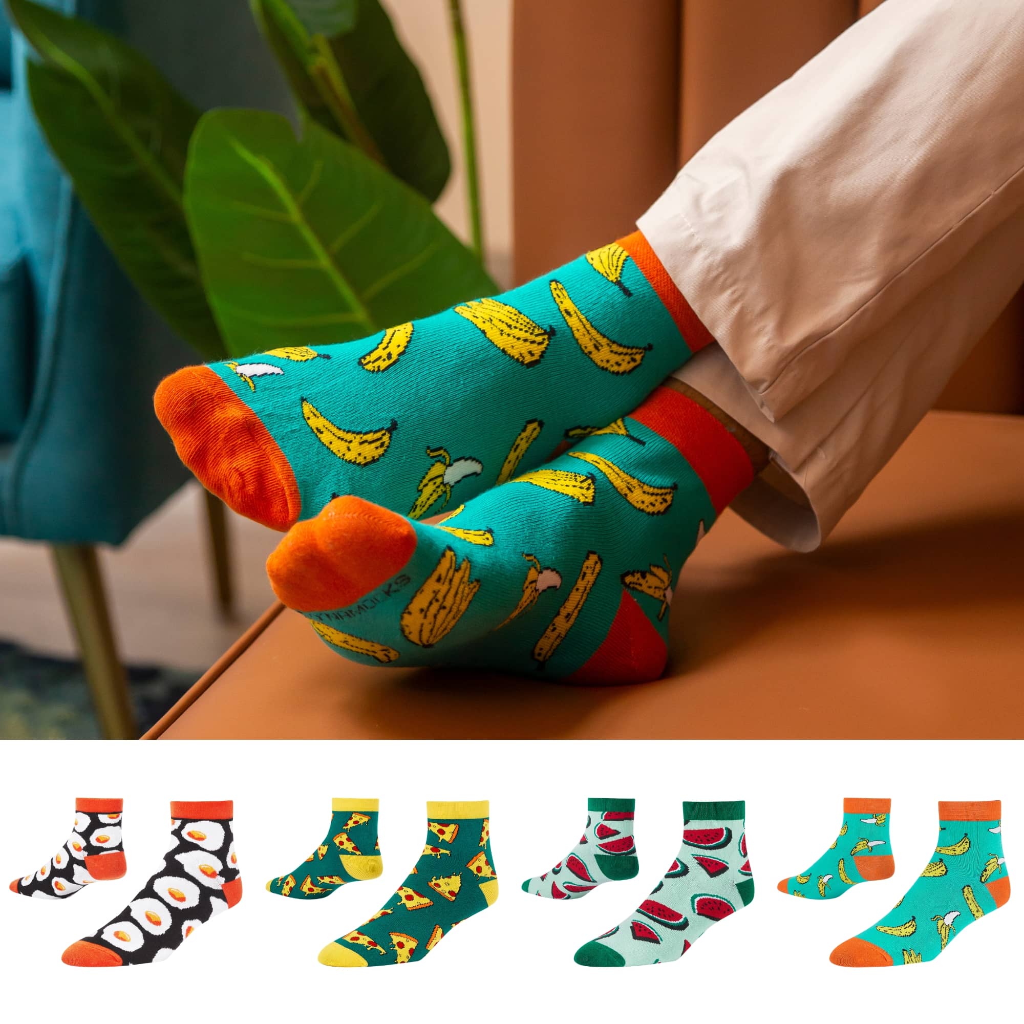Food Design Ankle Socks 4-Pack | Combed Cotton | Dynamocks – Dynamocks ...