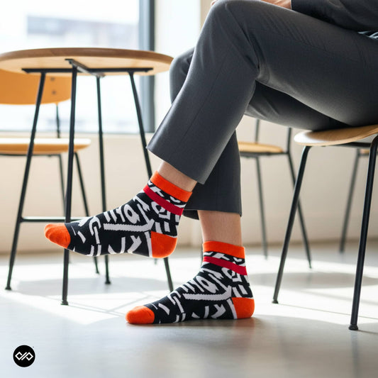 Dynamocks Scrawl Ankle length socks for men and women.