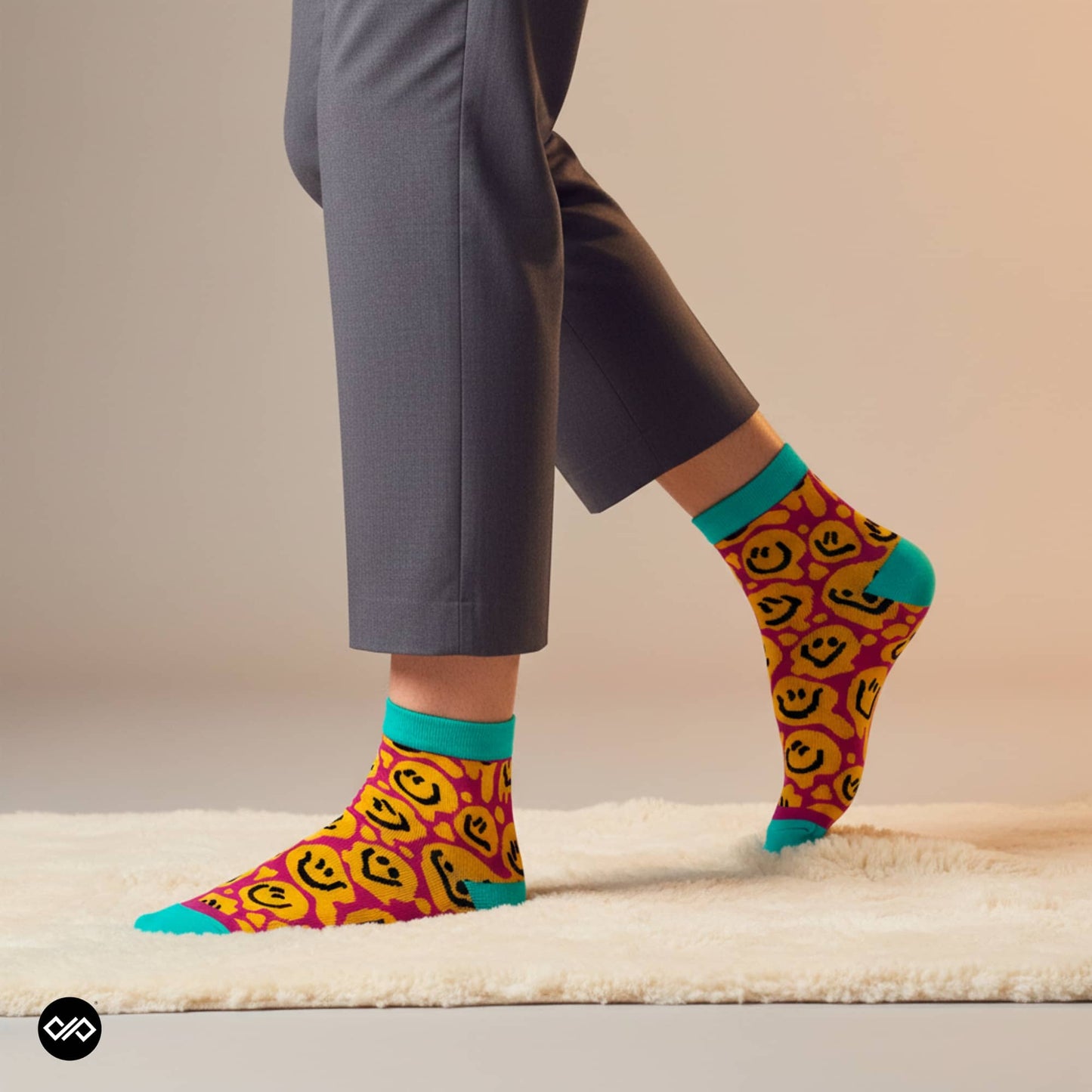 Dynamocks Smiley Ankle length Socks for men and women.