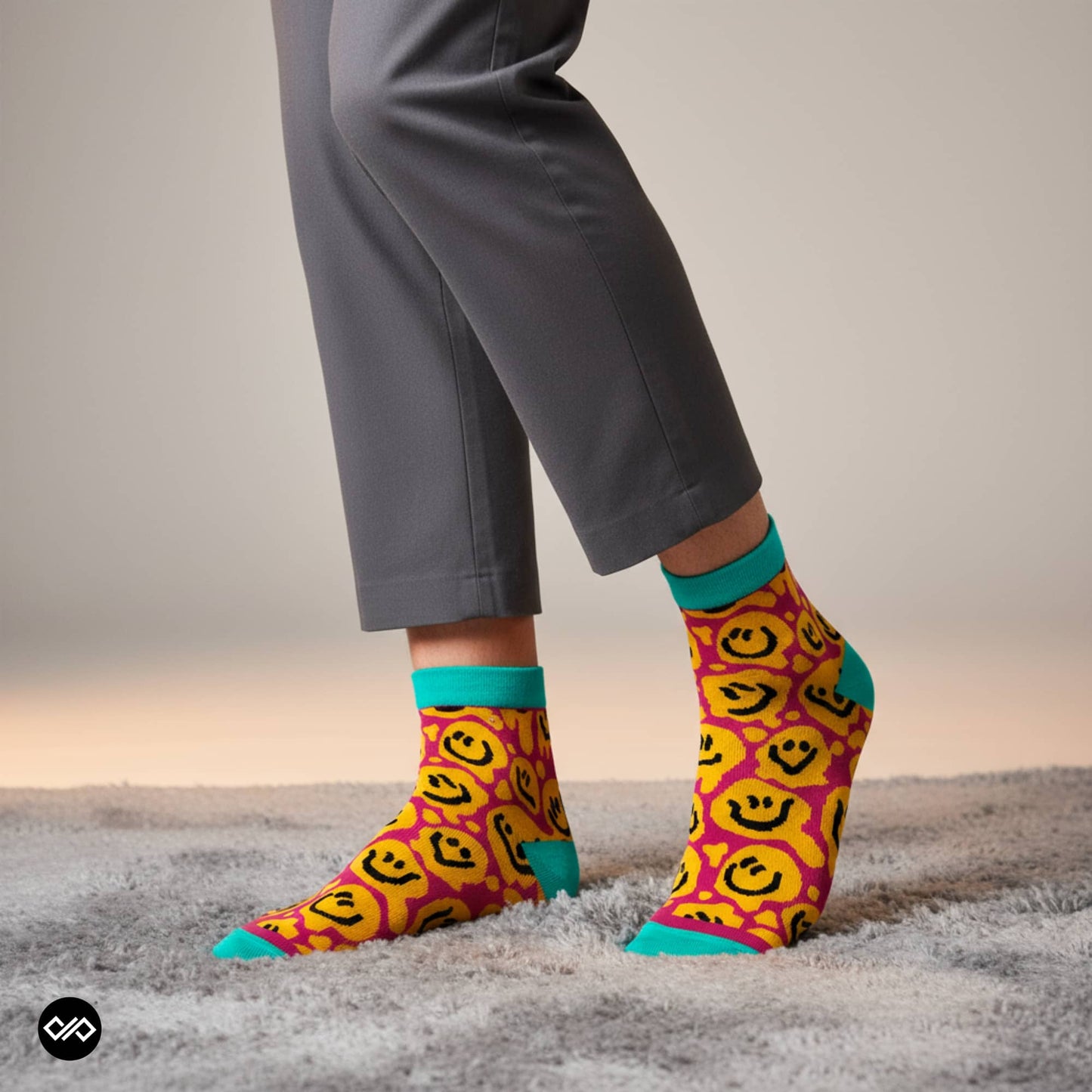 Dynamocks Smiley Ankle length Socks for men and women.