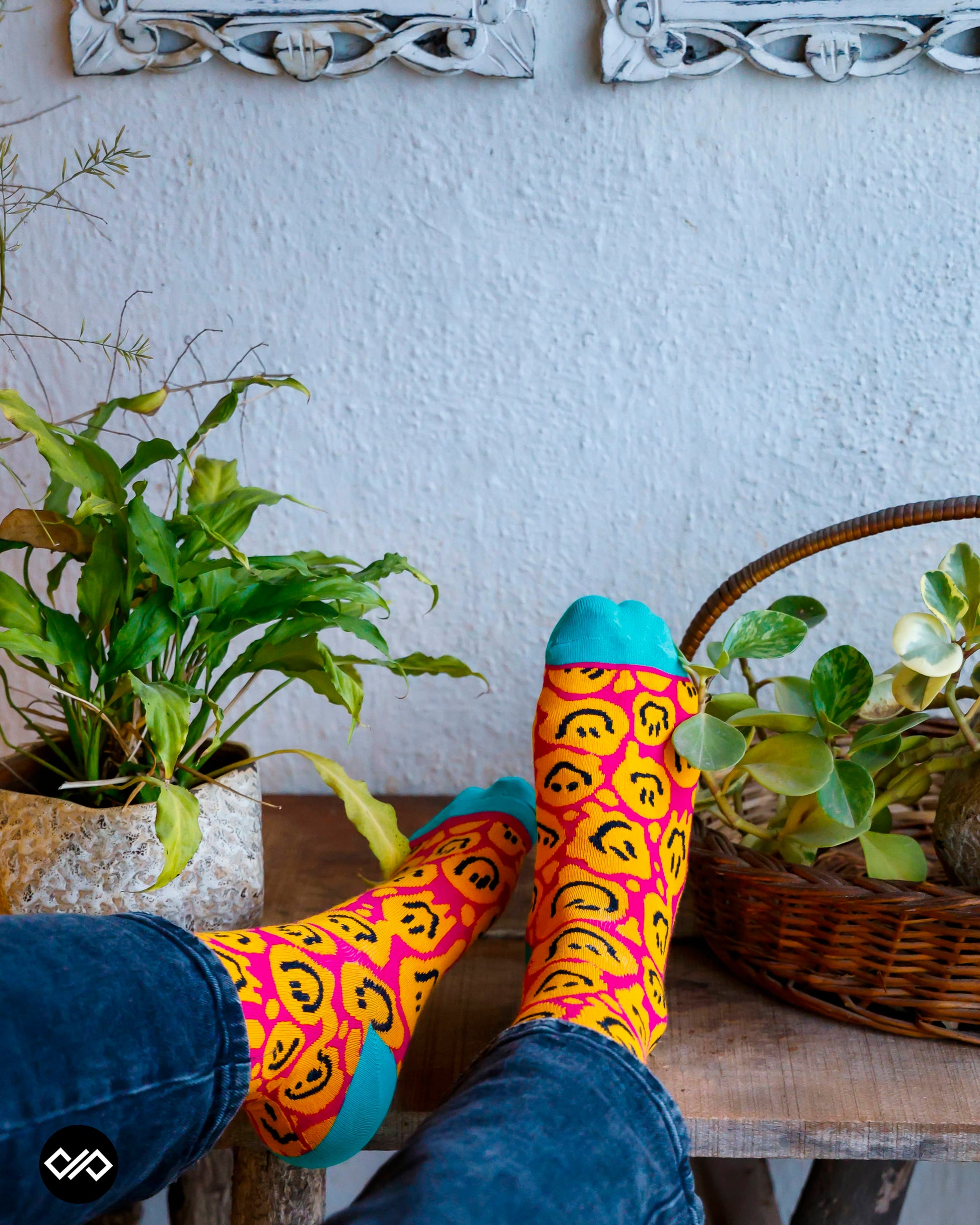 Dynamocks Smiley Crew Length Socks for Men and Women.