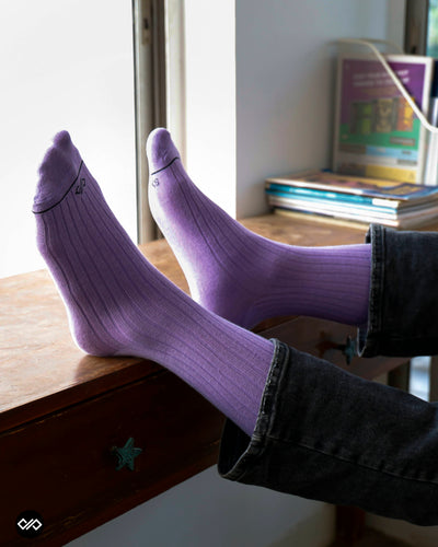 Solid Lavender Unisex Crew Length Socks