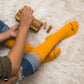 Dynamocks Solid Mango Crew Length Socks for Men and Women.