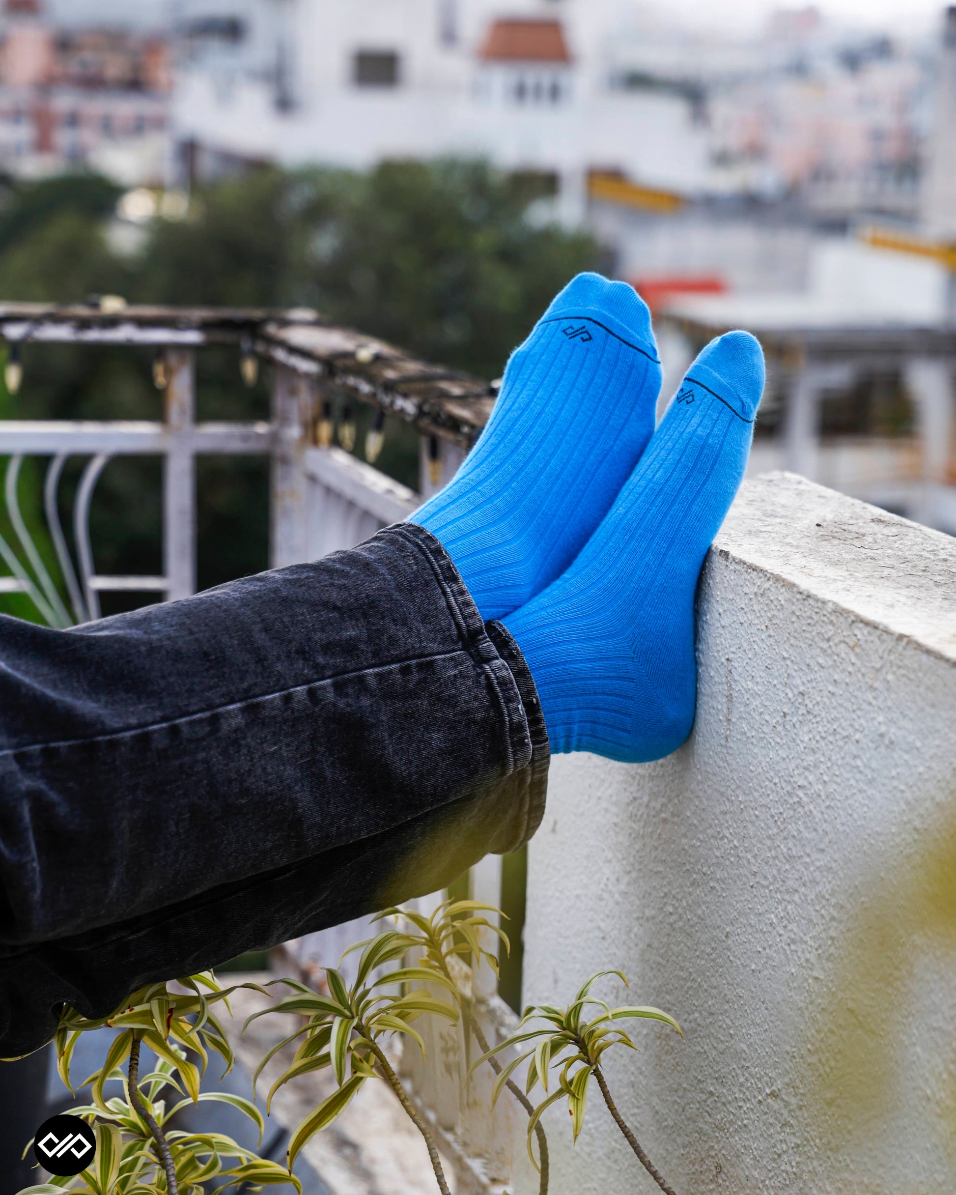 Dynamocks Solid Crew Blue Socks for Men and Women.