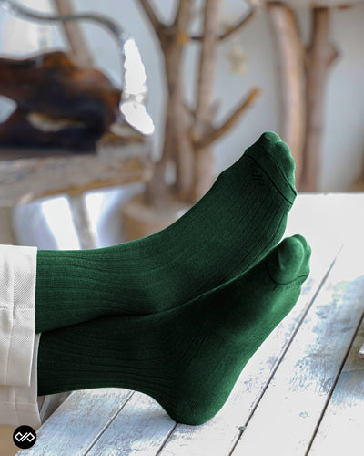 Solid Olive Unisex Crew Length Socks