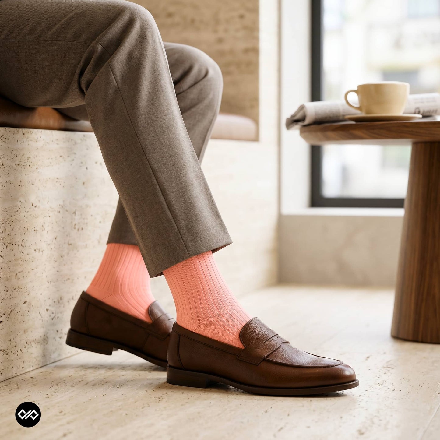 Solid Peach Cotton Crew Socks for Men & Women | Dynamocks
