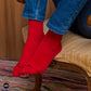 Dynamocks Solid Red Crew Length Socks for Men and Women.
