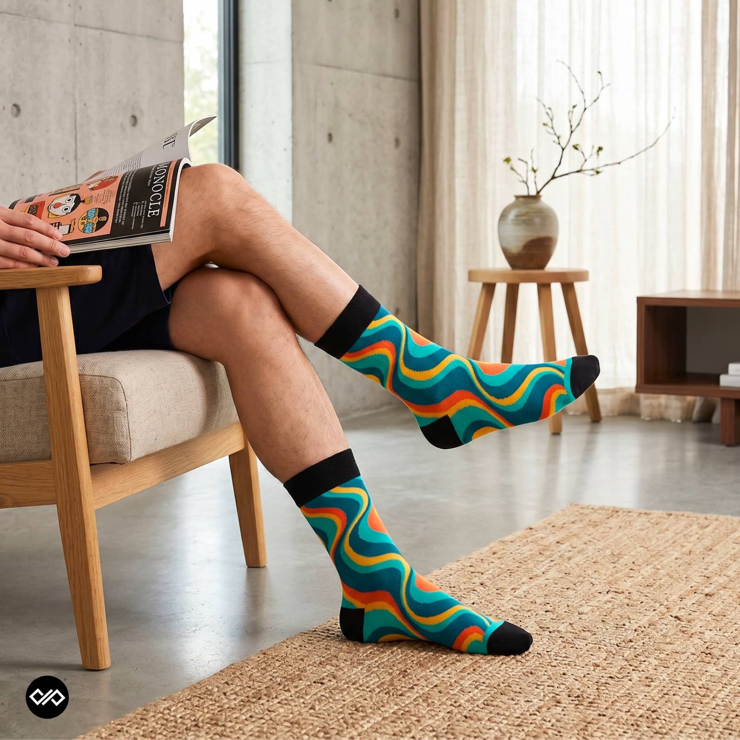 Swoon colourful retro crew socks for men with shorts – Dynamocks
