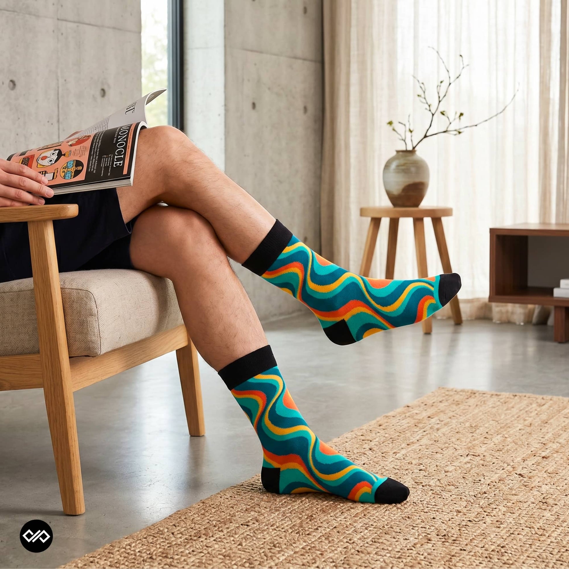 Swoon colourful retro crew socks for men with shorts – Dynamocks