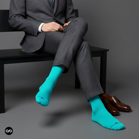 Dynamocks Bamboo Solid Turquoise Crew length socks for Men and Women.