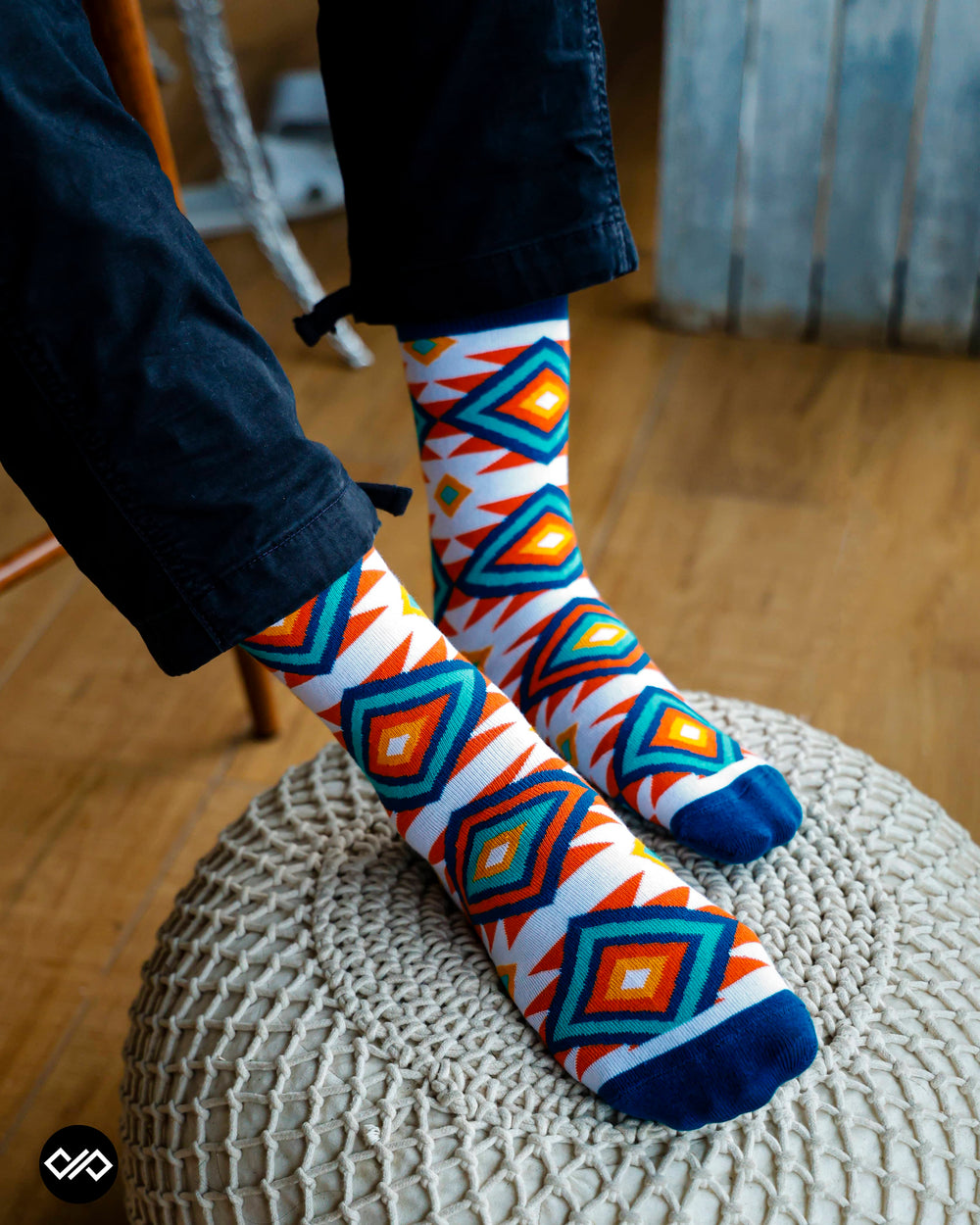 Dynamocks Unique White Crew Length Socks for Men and Women.