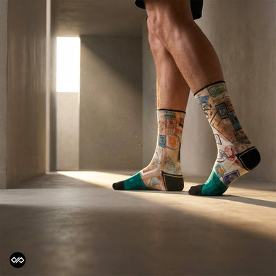 Voyager Travel Stamp Crew Socks | Artistic | Dynamocks