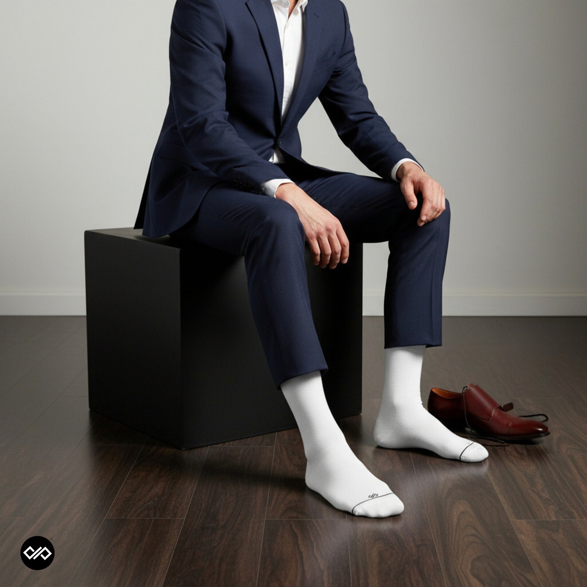 Dynamocks Bamboo Solid White Crew length socks for Men and Women.