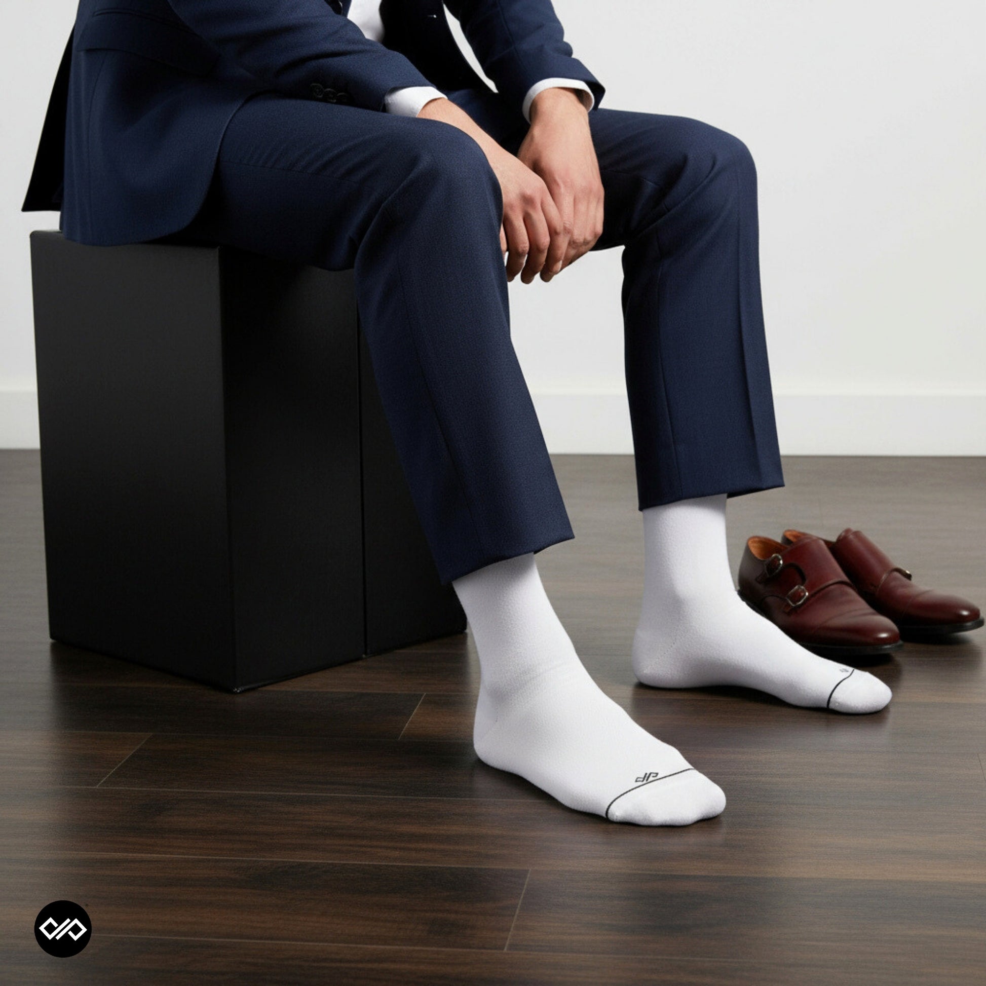 Dynamocks Bamboo Solid White Crew length socks for Men and Women.