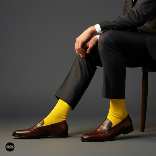Dynamocks Bamboo Solid Yellow Crew length socks for Men and Women.