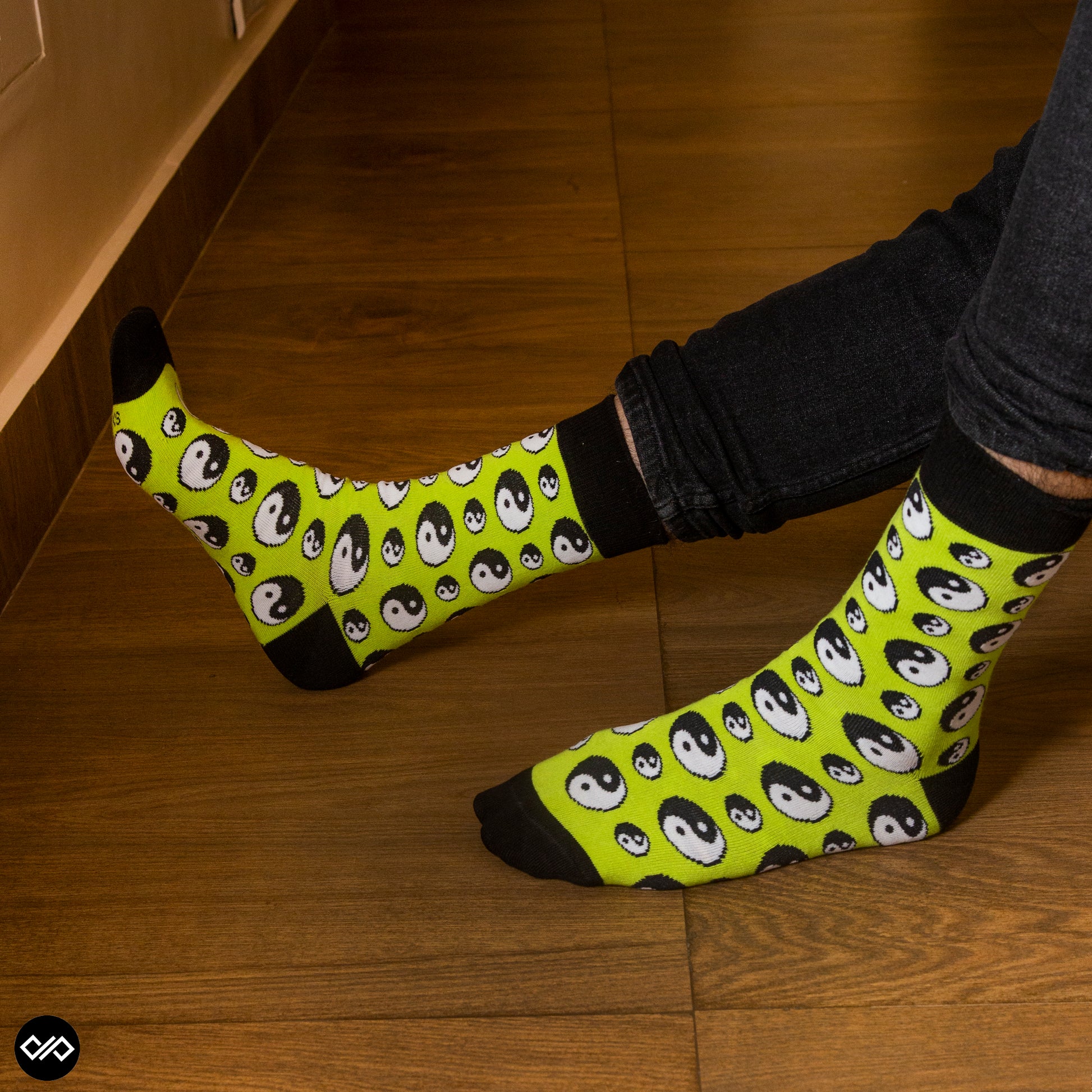 Dynamocks Yin Yang Crew Length Socks for Men and Women.