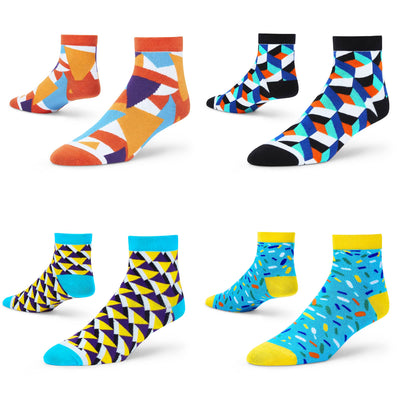 Vibrant Cotton Ankle Socks - Pack of 4 in Bold Styles