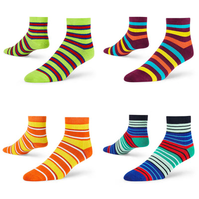 Sophisticated Stripe Ankle Socks - 4 Premium Pairs