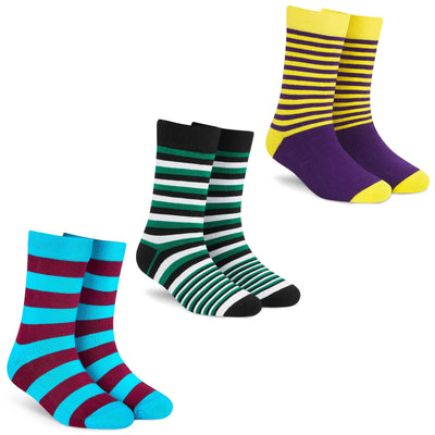 Vibrant Stripes Crew Socks - 3 Pairs of Bold Comfort