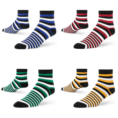 Bold Stripe Ankle Socks - Premium Pack of 4 Pairs