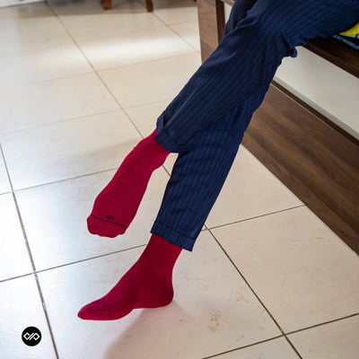Maroon Unisex Crew Length Socks