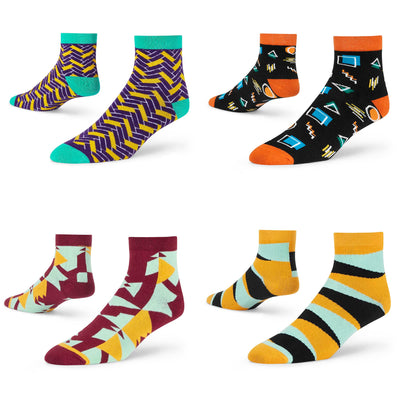 Trendy Ankle Socks - Vibrant Cotton Pack of 4