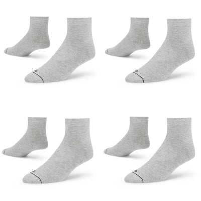 Essential Solid Ankle Socks - 4-Pair Set - Grey