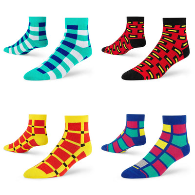 Fresh Patterned Ankle Socks - Pack of 4 Premium Pairs