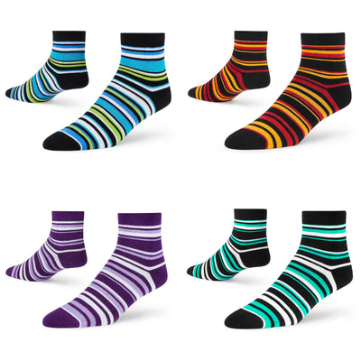Dynamic Striped Cotton Socks - Pack of 4 in Vibrant Hues